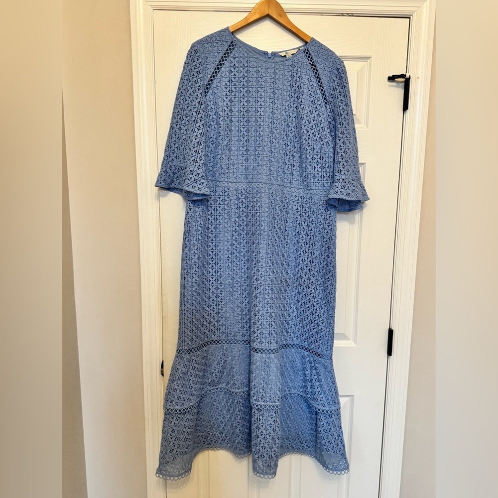 Boden Light Blue Lace Tiered Maxi Dress